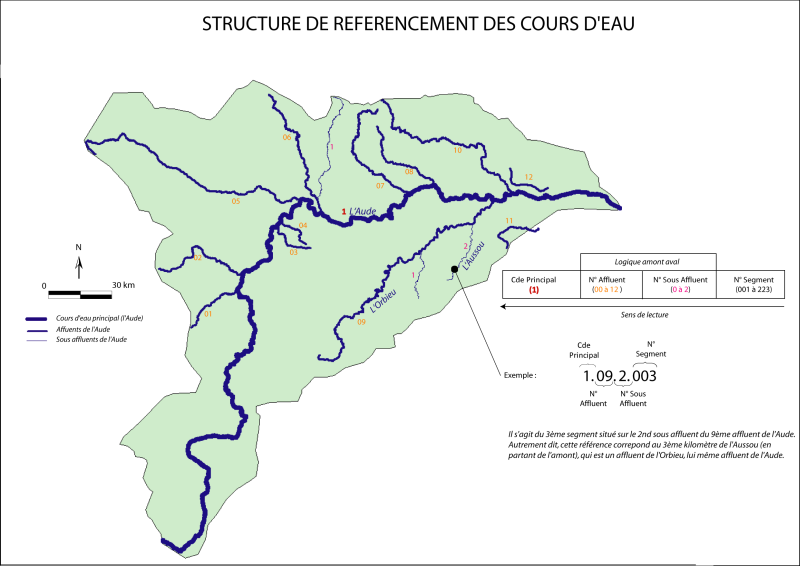 Carte du bassin versant de l'Aude