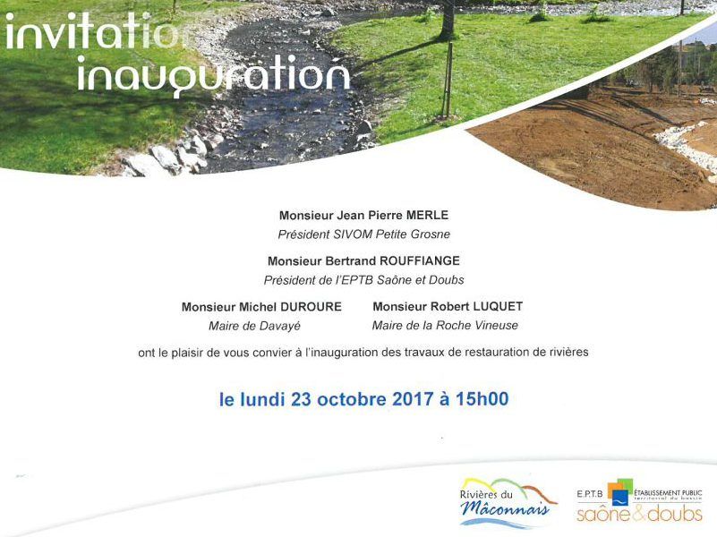 Carton d'invitation pour l'inauguration des travaux de restauration sur la rivière Denante