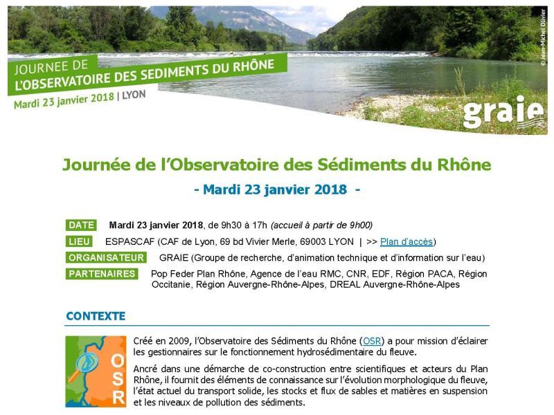 Début du programme de la journée de l'Observatoire des Sédiments du Rhône