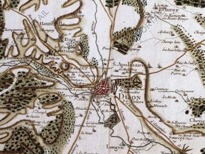 Carte de Cassini de Dijon et ses alentours