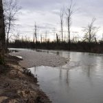 Vue sur le chenal de redynamisation de l'Ain mis en eau