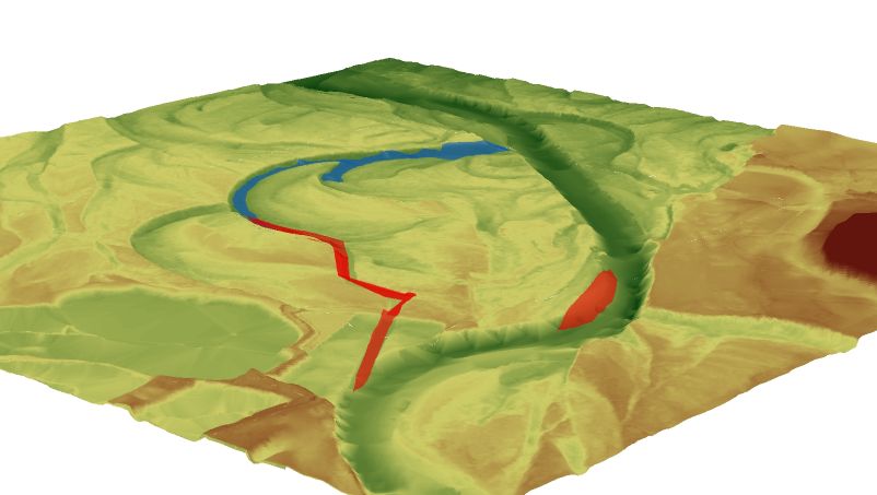 Ain - Restauration de la dynamique fluviale : vue 3D de projet de restauration