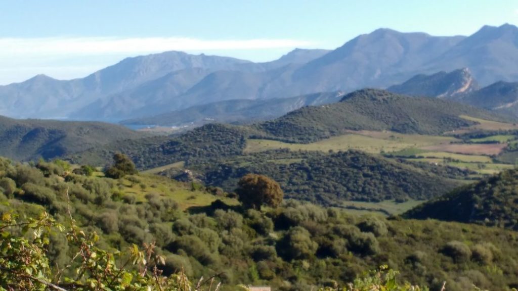 Photo de la vue sur les montagnes corses depuis le site de Rapale