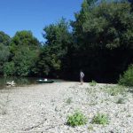 Vue sur l'Aude et un banc de cailloux