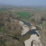 Vue par drone de la Cèze au droit du site de travaux