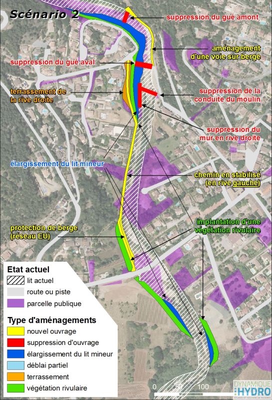 cartographie de la Florièye dans sa traversée de Tarabeau