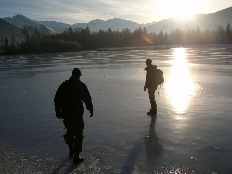 Faire du terrain sur un lac gelé...