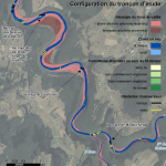 LOUE - Cartographie de la configuration du tronçon étudié pour le suivi expérimental de la charge grossière du barrage de Châtillon sur la Loue