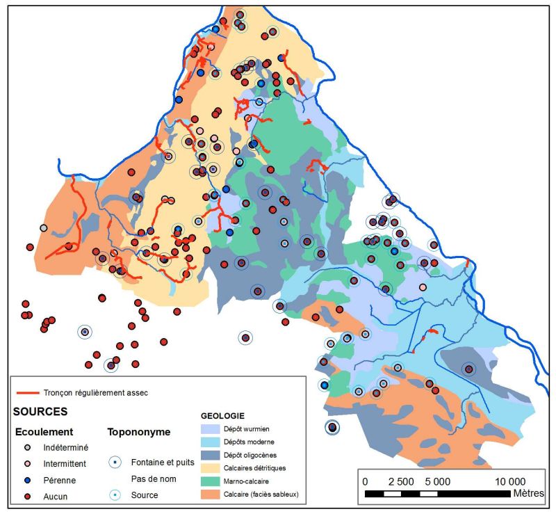 Cartographie des sources et assecs du bassin versant