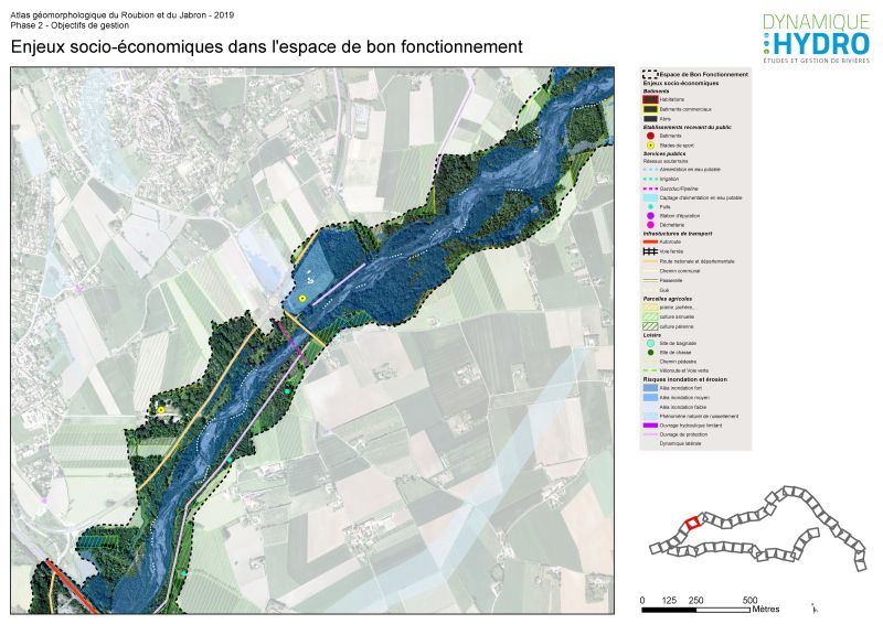 Cartographie des enjeux socio-économiques dans l'espace de bon fonctionnement du Roubion et du Jabron dans la Drôme