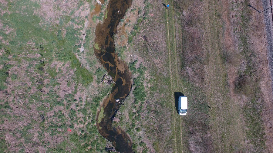 Suivi post-travaux : vue du Lange depuis le drone